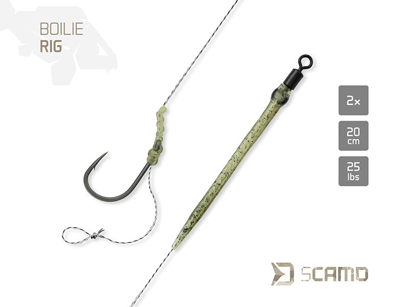 Delphin sCAMO Boilie Rig – 2 Karpfenvorfächer, Größe 2–8