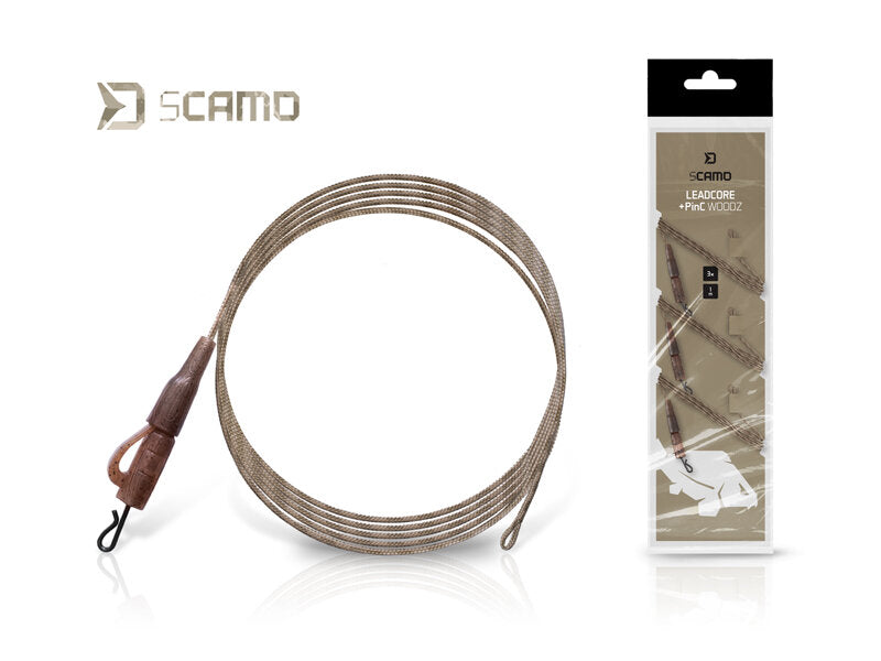 Delphin sCAMO Leadcore + PinC WOODZ – 3 Vorfächer à 1 m Dürener Angelhaus