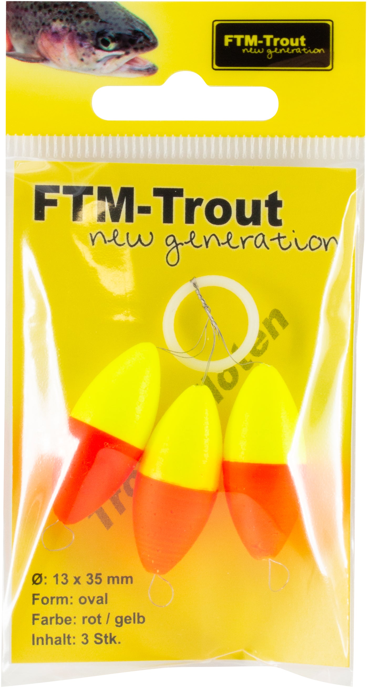 FTM Trout Pilot Oval Big  Rot,Gelb,oder Rot/Gelb