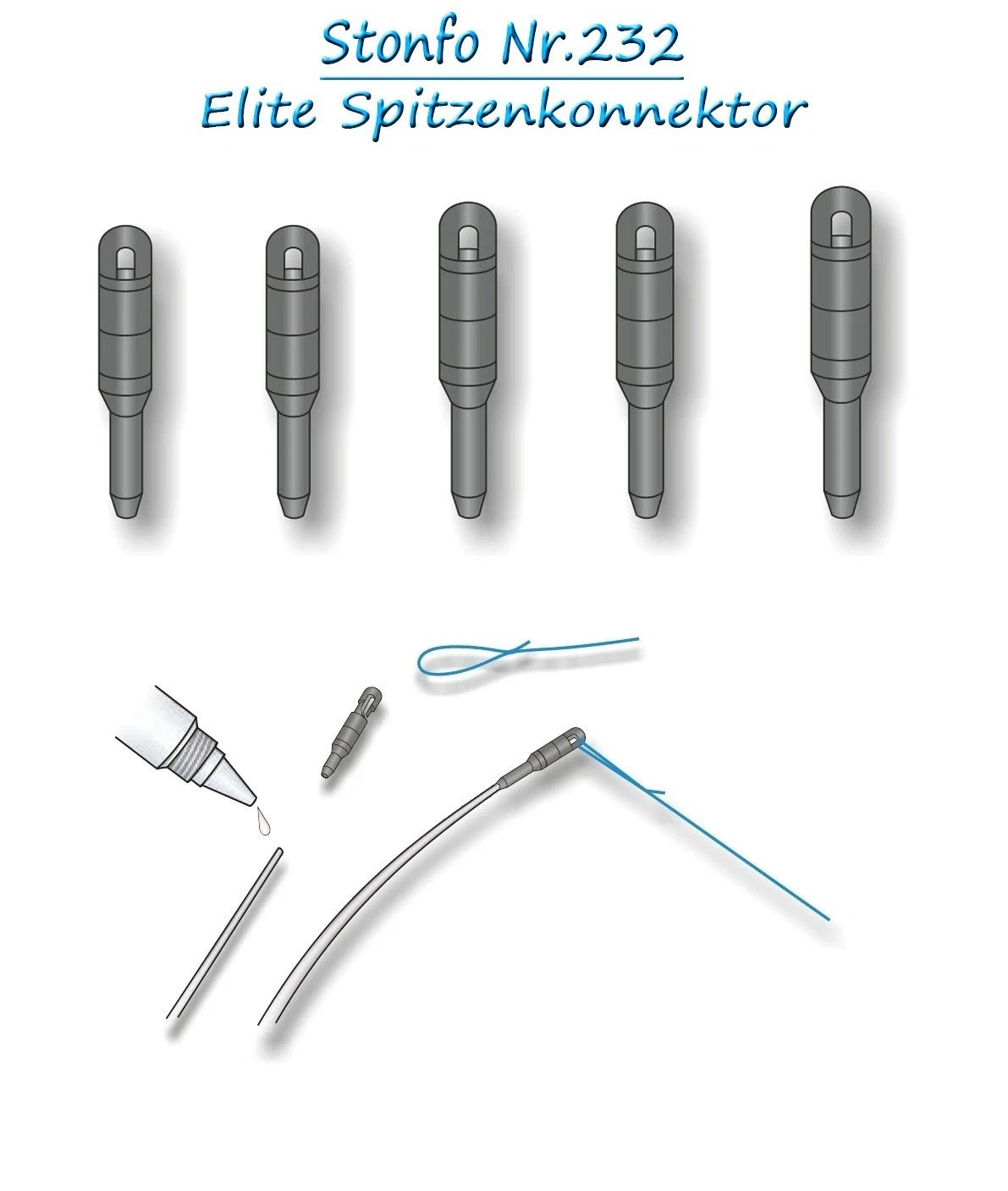 Stonfo 232 Konnektor 2 Stück Spitzenadapter für Stippruten