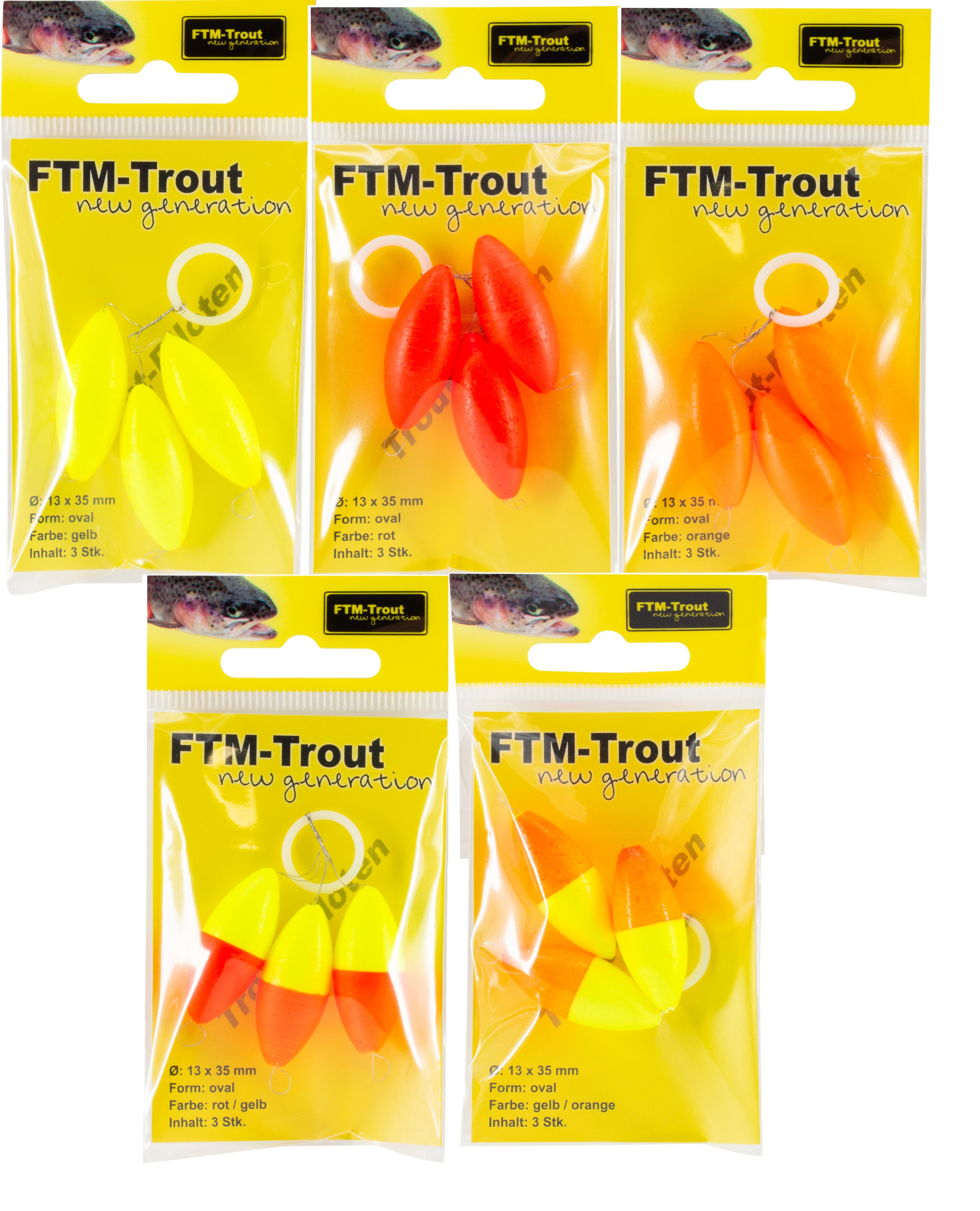 FTM Trout Pilot Oval Big  Rot,Gelb,oder Rot/Gelb