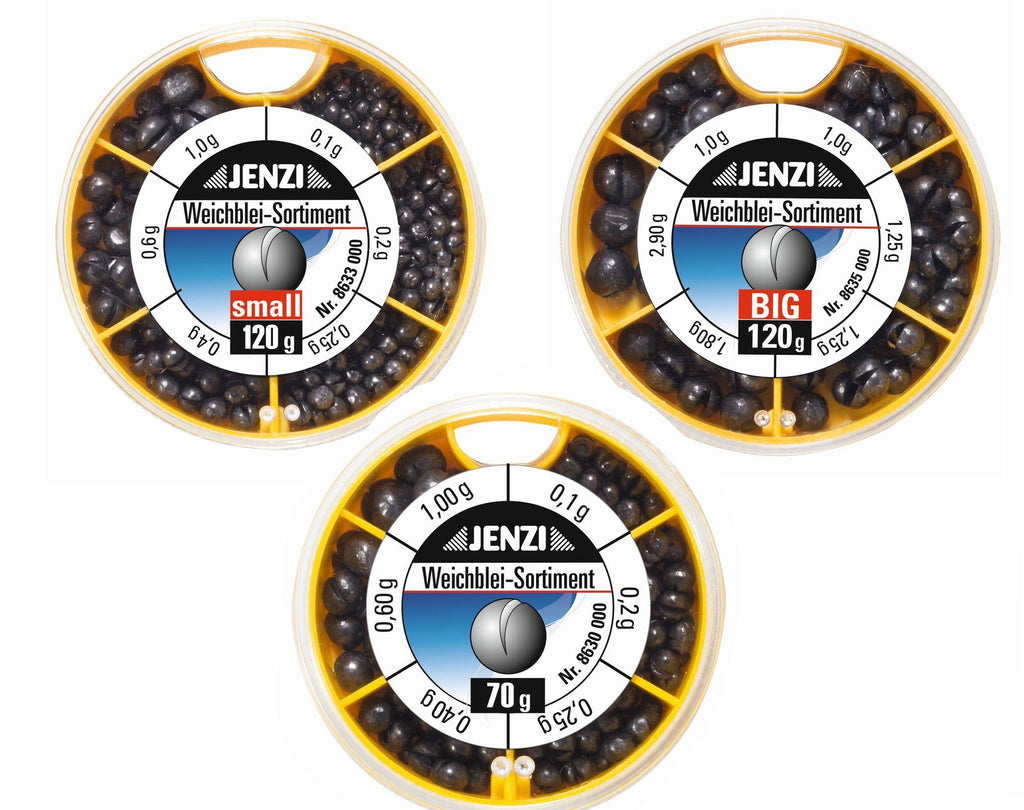 Jenzi Spaltblei Sortiment in der Dose – Klemmblei Weichblei70g - 120g fein - grob oder 70g