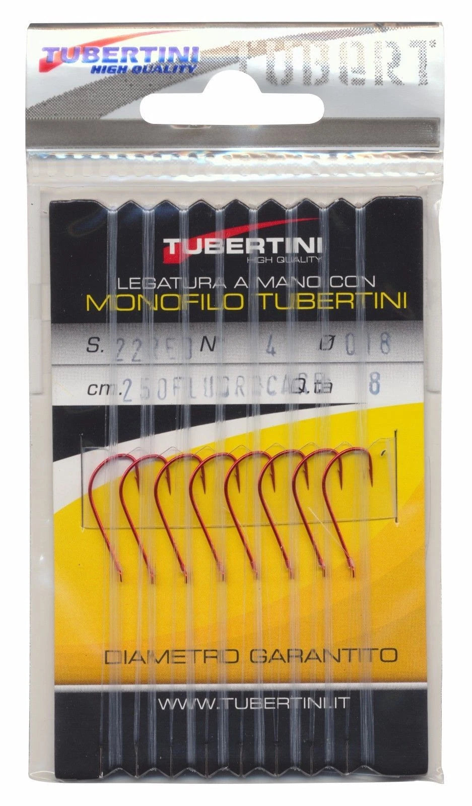Tubertini Serie 22 Haken ROT gebunden verschiedene Größen