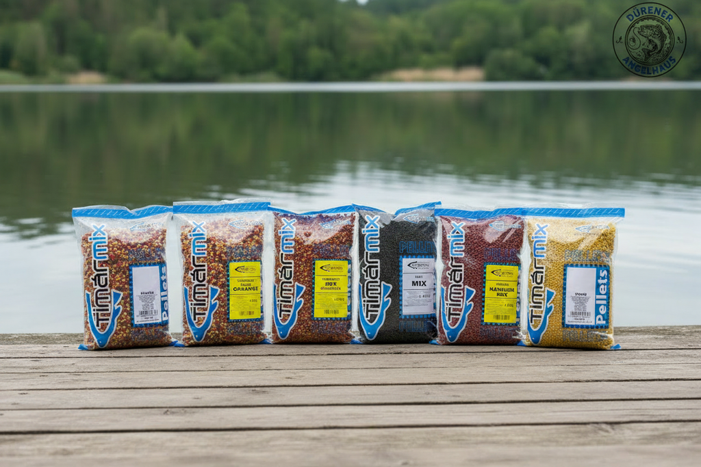 Timar Mix Micro Pellets alle 6 Sorten am Wasser mit Logo